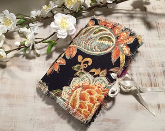 Fabric Covered Bohemian Journal, Junk Journal, Notebook, Diary, Memory Keeper