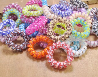 30pcs Telephone Cord Hair Tie, multicolour elastic hair tie, telephone line ponytail holders,assorted color telephone cords.