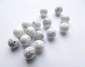 15 round beads smooth howlite 8 mm KIZI-105
