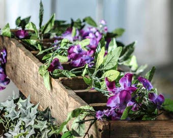 SALE Artificial Wisteria Flower Purple Leaf Garland Greenery Runner Rustic Leaves Decor Wedding Faux Leaf Outdoor Mantle Table Woodland