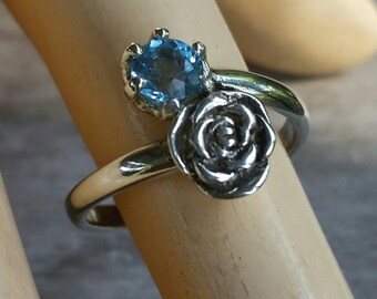rose ring sterling silver cz alternative boho flower art nouveau victorian