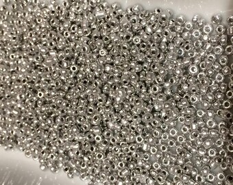 Made with 2.5 mm silver glass seed bead