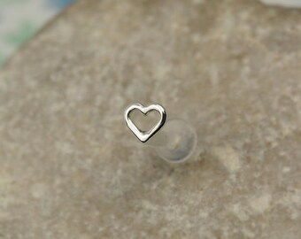 Heart Tragus Earring - 16g Tragus Piercing - Heart Helix Stud - Heart Helix Studs - Helix Earring - Helix 16 Gauge Stud - Cartilage Heart