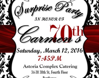 Elegant Demask Invitation, 70th Birthday Party