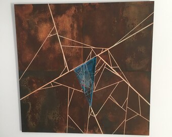 Table wood patinada.en iron oxide