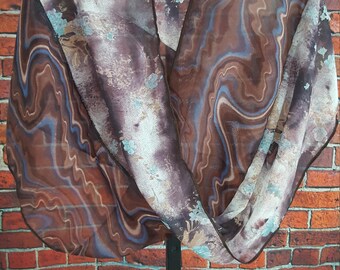Brown, Purple, Blue Twisted Mobius Wrap