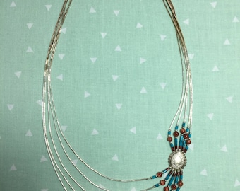 Liquid Silver and Beaded Indian-made Necklace