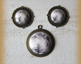 3 Porcelain cabochons sold WITHOUT SETTING CABOCHON