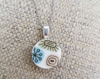 Mid Century Modern Vintage Dinner Plate Necklace Upcycled temporama canonsburg pottery