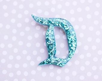 Turquoise Disney D Brooch - Classic Disney D Pin - Teal Disney D Brooch