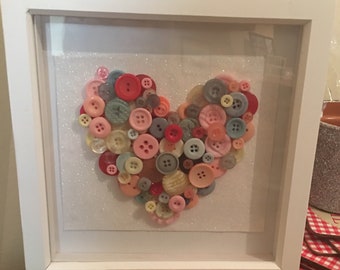 Button love heart frame