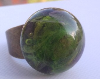 Ring - Green mystery - Lampwork Glass