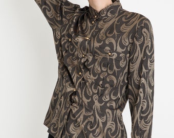 90s Abstract Swirl Blouse M