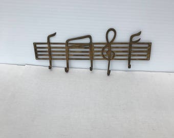 Coat Rack, Solid Brass, Music Symbols, Music Notes