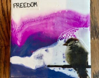 original encaustic painting- Freedom