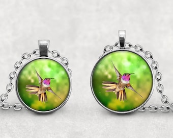 Gift for Hummingbird Lover, Hummingbird Pendant Jewelry, Pendeloque Pendants
