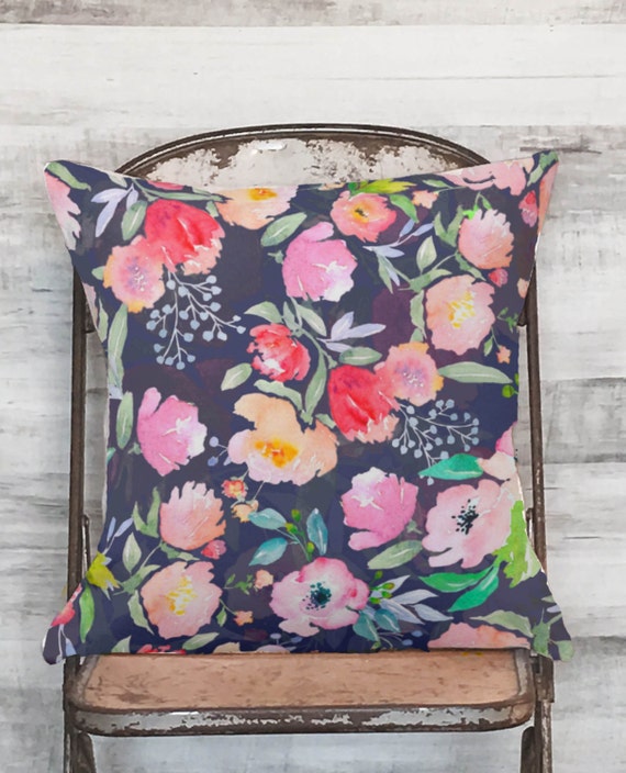 Pillow Cover Vibrant Navy Floral