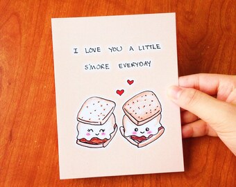 Anniversary card, anniversary card for boyfriend, funny anniversary card for husband, funny love card, cute love card, Smore card, pun card