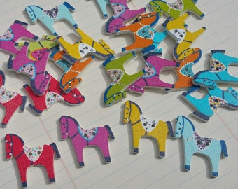 Wood Horse Buttons - Wooden Pony Button - Bulk Sewing Buttons - 1 1/4" Wide