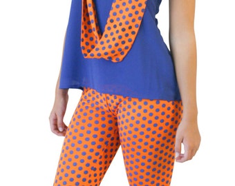 Swampin' Legs - Orange/Blue dot leggings