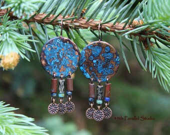 Blue Patina Earrings, Verdigris Earrings, Patina Earrings, Copper Earrings, Boho Earrings, Boho Jewelry, Copper Jewelry, Hippie Earrings