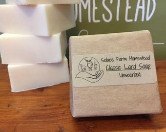 Classic Lard Soap, Unscented - Old-Fashioned Lard Soap, Unscented Plain Lard Soap, Affordable Soap for Everyday