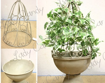 2 decorative flower POT PLANTER TOPIARY plant old H51 CM & H 42 CM #2012