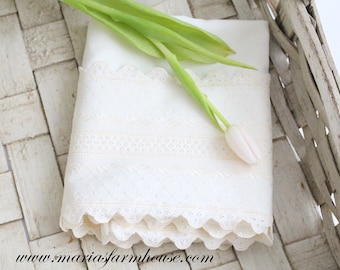 Vintage, Victorian Style Ivory Pillow Case, Standard Size, Heirloom, Gifts for Her