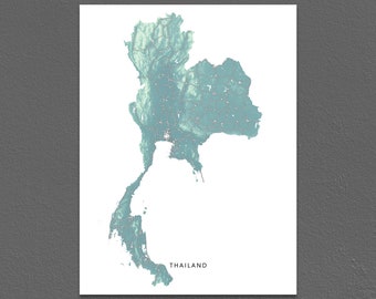 Thailand Map, Thailand Art, Thai, Asia Country Maps, Wall Decor