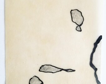 Daily Drawing February 25, 2018 / Floating Abstract Shapes / Mixed Media Drawing with Beeswax