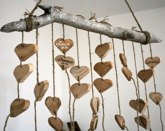 Personalized Family Celebrations Board with Natural Wood Hearts and Driftwood, Birthday Calendar, Family Calendar, Birthday Reminder
