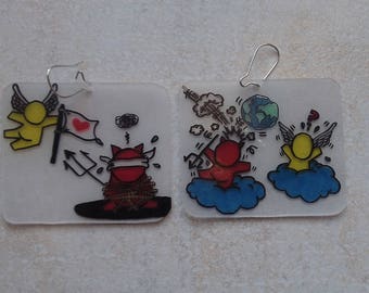 grafiti Angel and Devil earrings