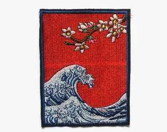 Patches - Sew On Patch - Japanese Patches Sea Patch Wave Patch Art Patches Large Patches - Large Sew on Patches - Japanese Applique Patch