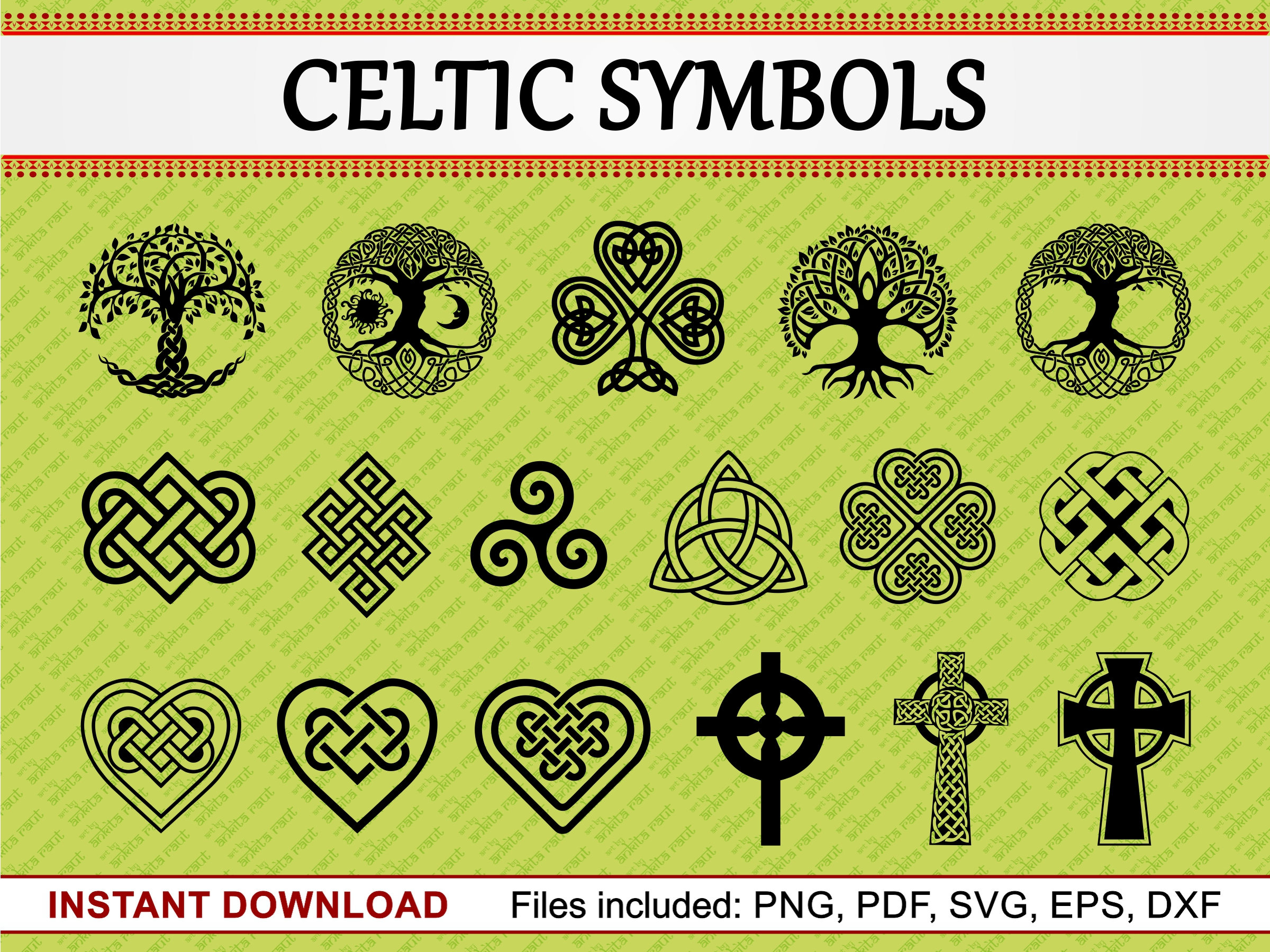 Download Celtic Symbols Set of 17 Commercial Use Cliparts Celtic