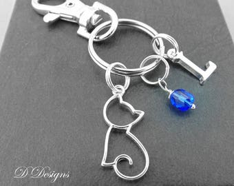 Cat Bag Charm, Cat KeyRing, Cat KeyChain, Cat Gifts, Cat Clip Keyring, Pet keyring, Pet Keychain