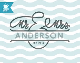Mr. And Mrs. Split Monogram Frame SVG, Wedding svg, Engagement svg, Mug svg, Mr and Mrs svg, Mr and Mrs sign, svg cutting files