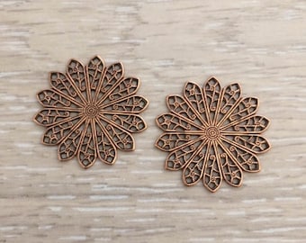 Filigree Flower Stamping, 27mm, Copper Stamping, Brass Stampings