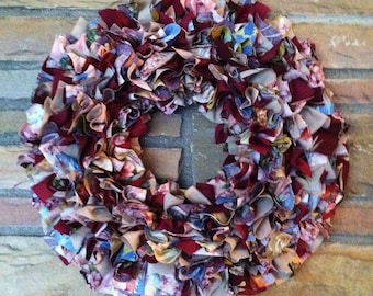 Rag Wreath 16” ~ Blossoms ~ Country Cottage ~ Shabby Chic ~ Handmade ~ Best Selling Item