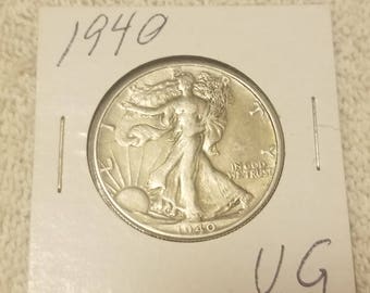 1940 Walking Liberty 50 cent piece Half Dollar Very good condition
