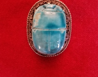 Egyptian scarab pendant sterling silver
