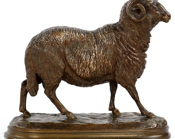 Isidore Bonheur (French, 1827-1901) Bronze Sculpture of Standing Ram, Peyrol Foundry