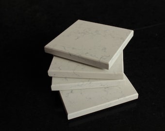 Stone Coasters Set Of Four From Technical White Perlino Stone