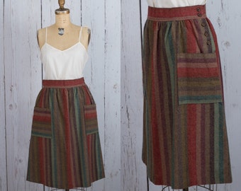 Vintage 1970s striped skirt with pockets