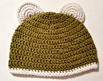 Bear hat, Adult hat with bear ears, bear hat in adult size, organic cotton