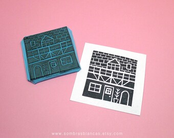 House Stamp - Hand Carved Rubber Stamp – Scrapbooking Stamp – Card Making – DIY Stationery - Journal Stamp - Printmaking