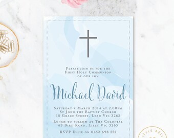 Boy First Holy Communion Invitation Printable / Boy First Holy Communion Invite / Cross