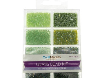 Loose Glass Beads Kit, Green, 45-gram