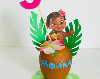 Moana Center Piece- Center Piece- Moana Birthday Party- Moana Coconut Center Piece - Baby Moana Decoration