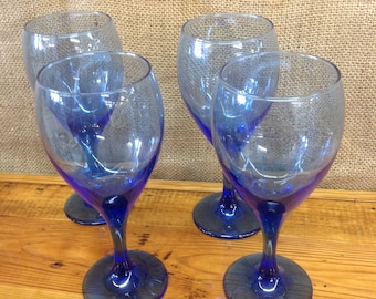 Vintage Libbet Colbalt Blue Wine Glasses