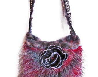 Unique Faux Ostrich Feather Fur Purse. You have never seen anything like this plush, artsy purse!